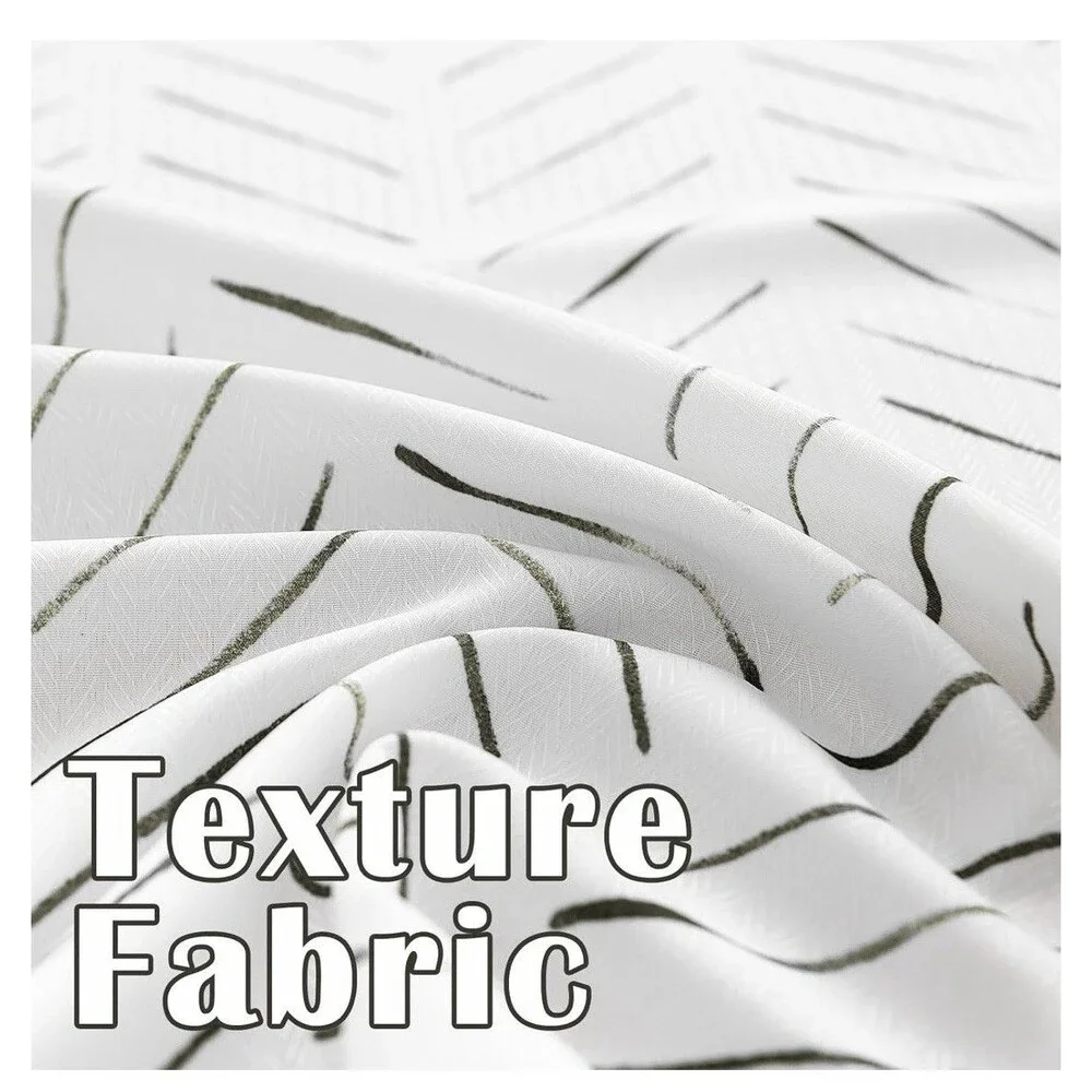 jinchan Taupe White Inky Herringbone Chevron Zig Zag Waterproof Shower Curtain 7